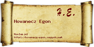 Hovanecz Egon névjegykártya